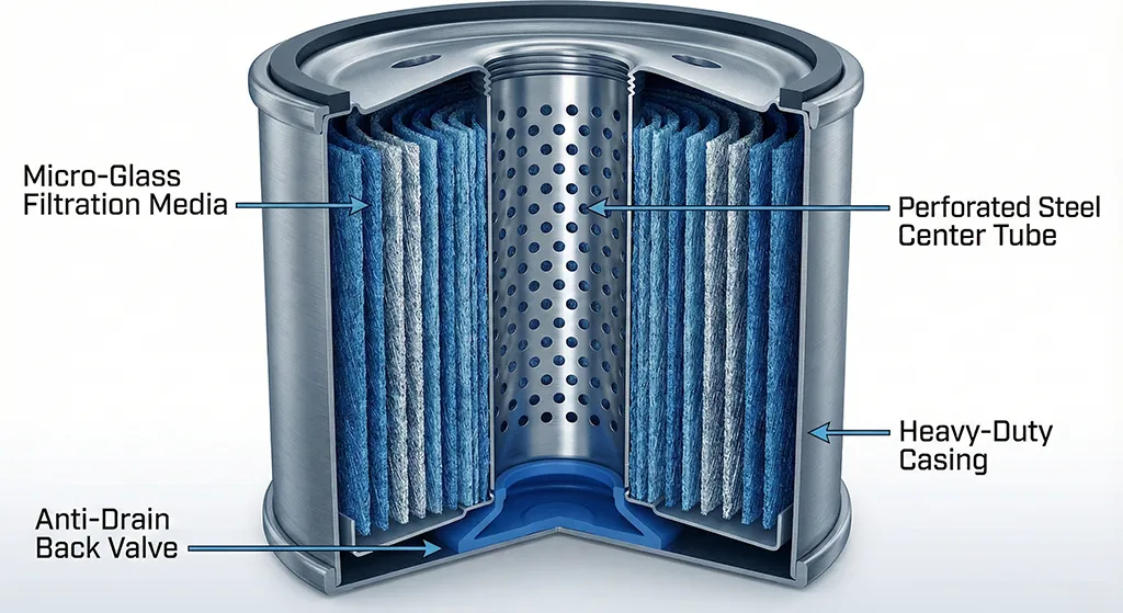 OEM vs. Aftermarket: The Truth About Heavy Duty Aftermarket Filters 1 cross section render of a heavy duty oil filter