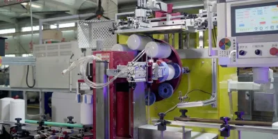 Advanced leakage testing equipment verifying the seal integrity of fuel filters before packaging.